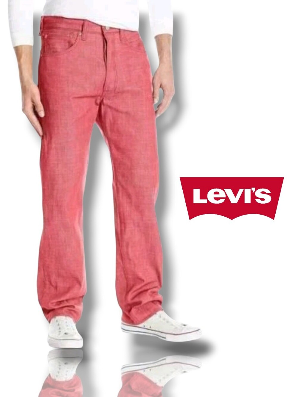 NWT Levi's 501 Men's Red New Straight-Leg Jeans Size 32x30 Shrink-to-Fit